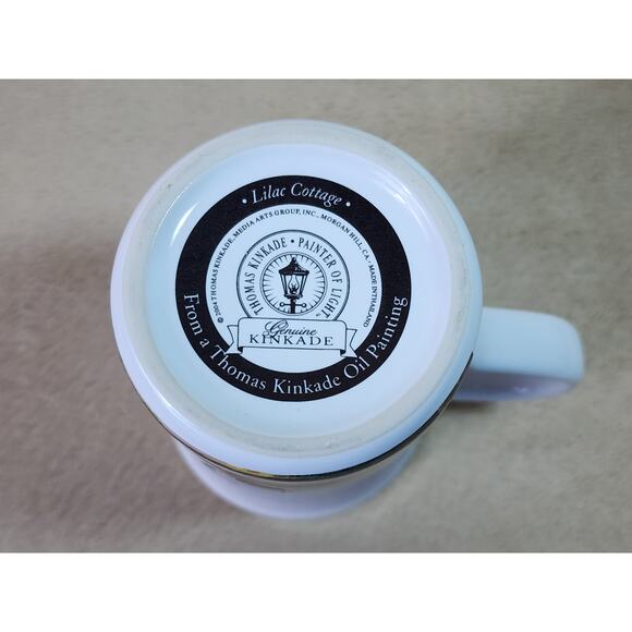 Thomas Kinkade Coffee Mug Teacup 10oz Lilac Cottage 2004 Porcelain 4" Vintage - Picture 10 of 12